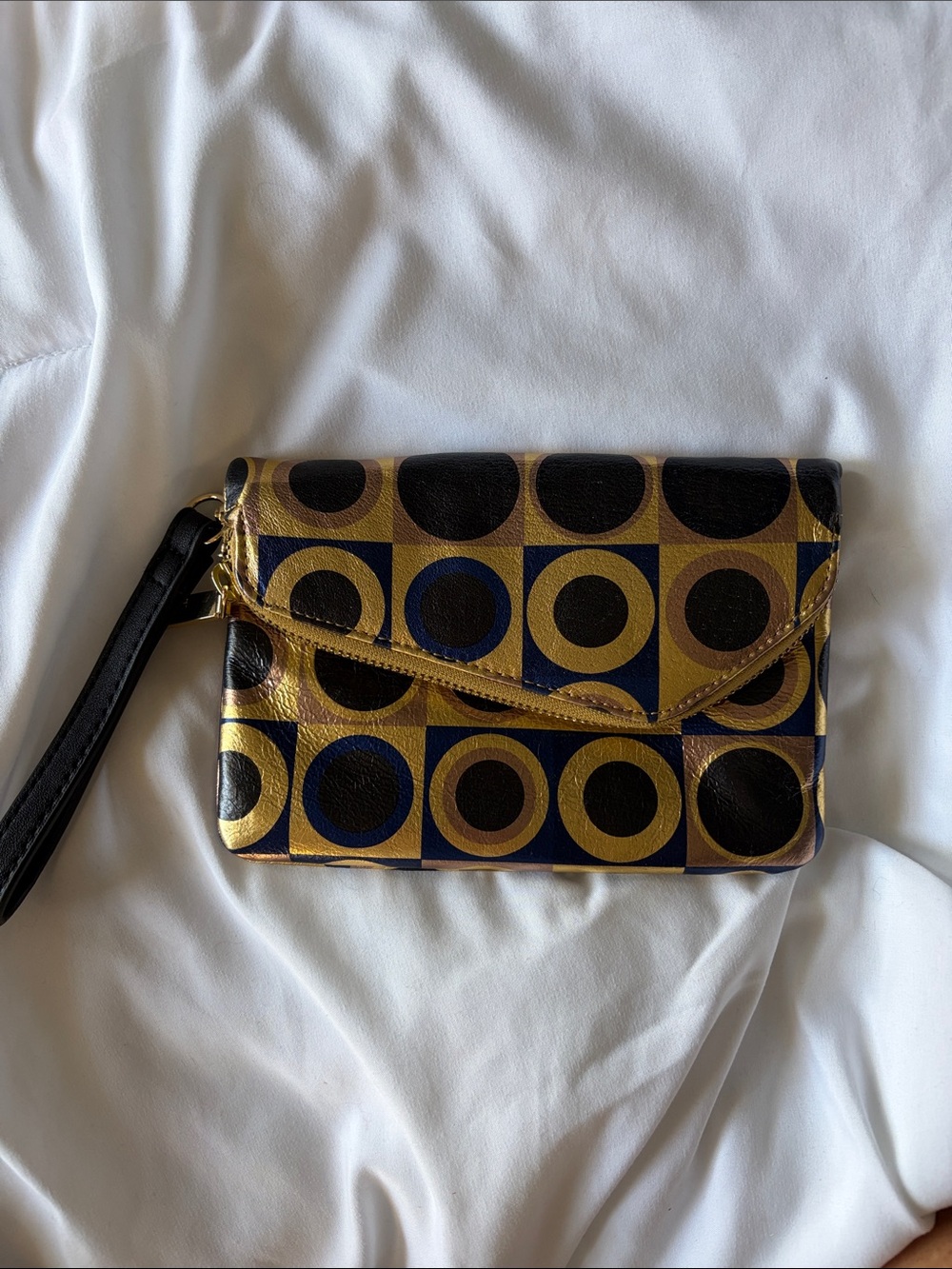 HOBO Wristlet Clutch in Navy, Gold & Black